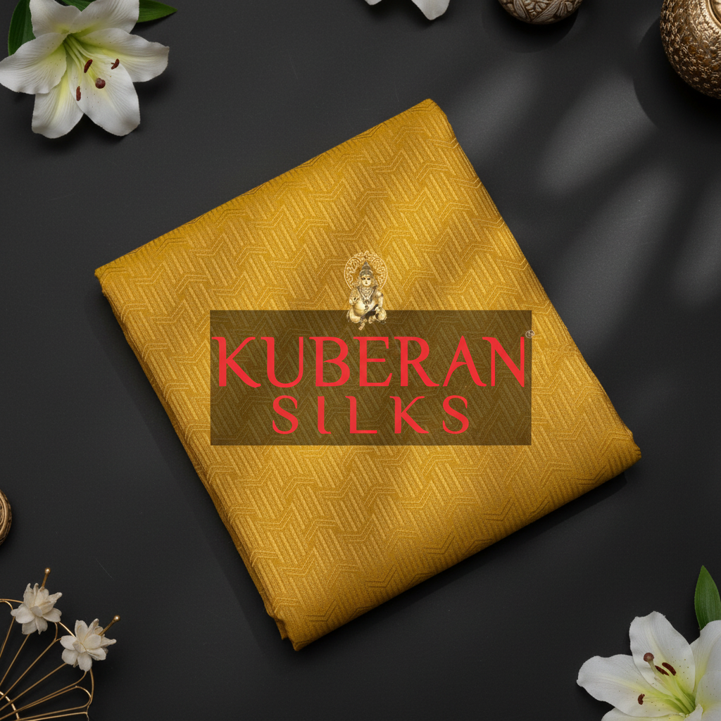Kuberan Mustard and Black Kanchipuram Silk Saree