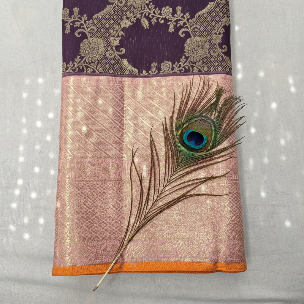 Kuberan Purple Kanchipuram Silk Saree