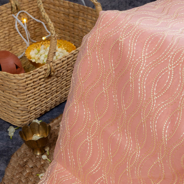 KUBERAN BABY PINK embroidery organza saree