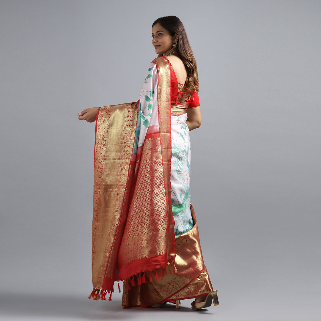 Baby Pink Kalamkari Saree 