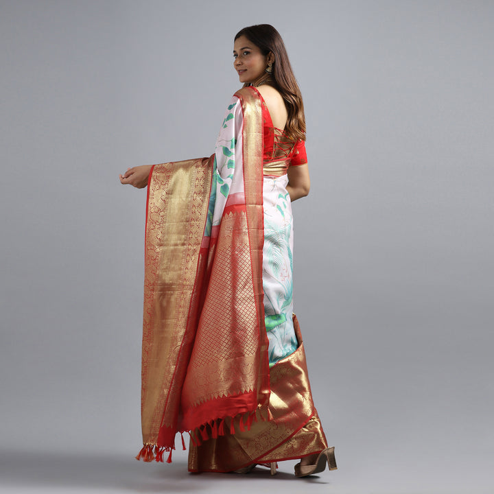 Baby Pink Kalamkari Saree 
