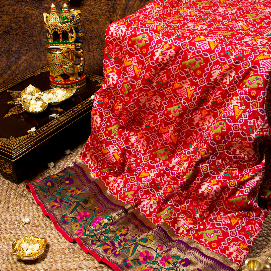 Kuberan red Paithani Patola saree