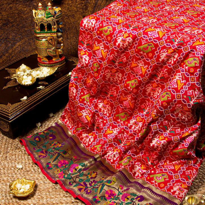 Kuberan red Paithani Patola saree