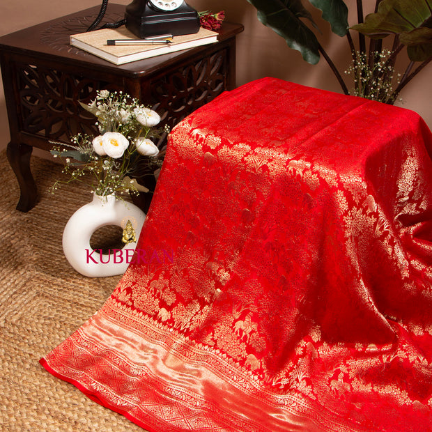 KUBERAN RUBY RED MYSORE SILK SAREE