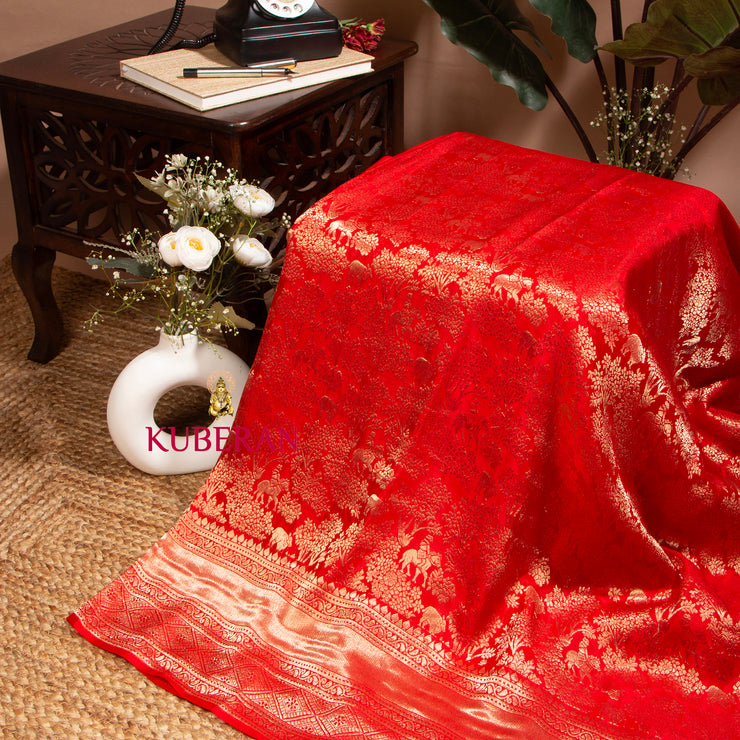 Kuberan Ruby Red Mysore Silk Saree