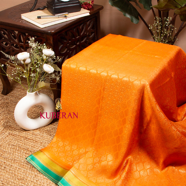 KUBERAN YELLOWISH ORANGE MYSORE SILK SAREE