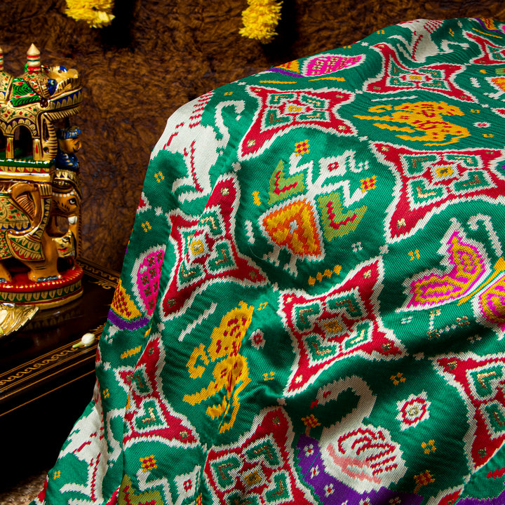 Kuberan Bottle Green Paithani Patola saree