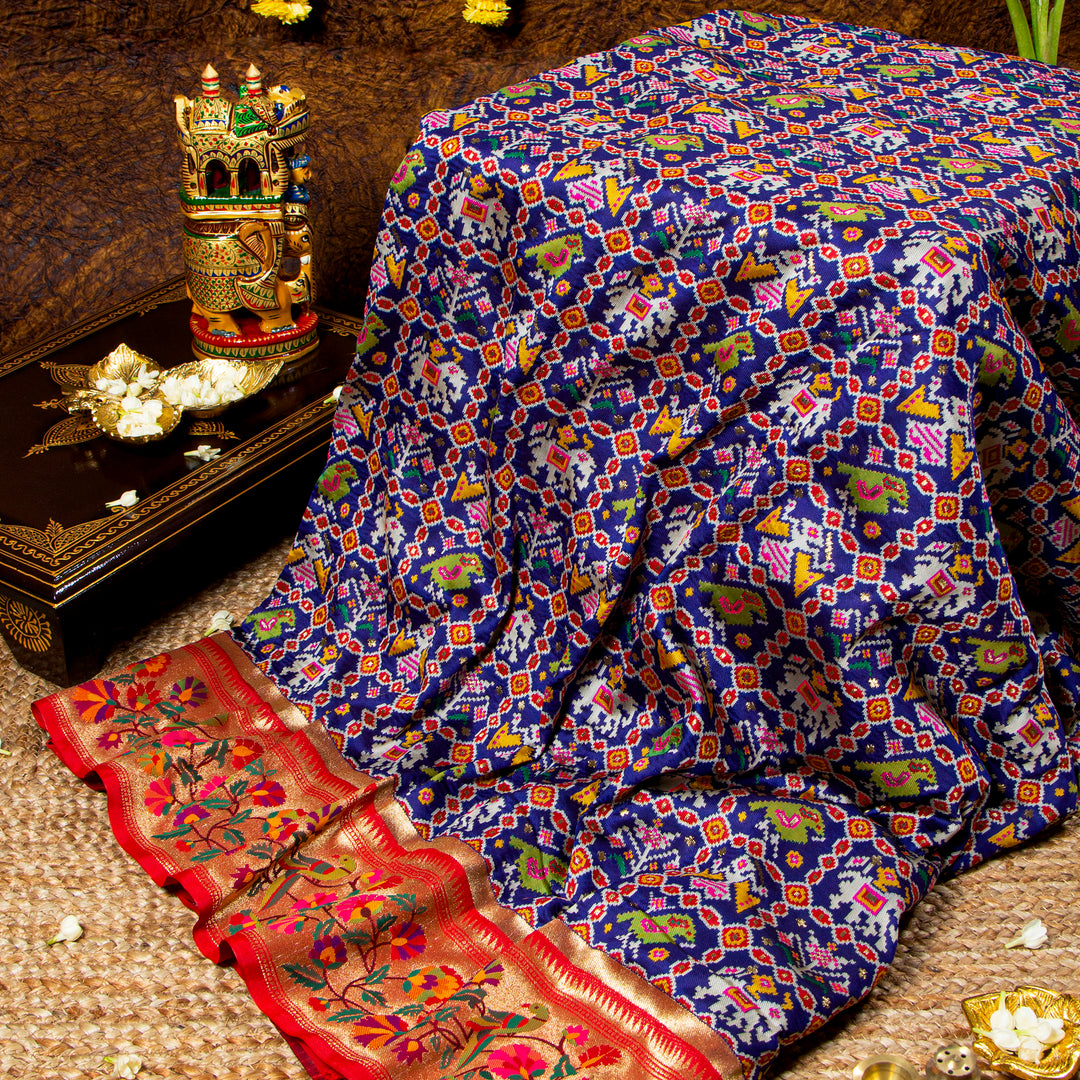 Kuberan Royal Blue Paithani Patola Saree