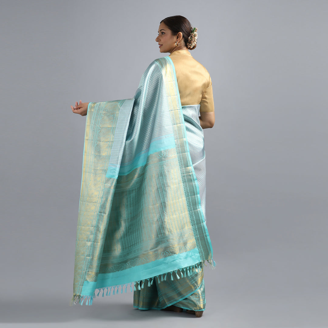 Turquoise Blue Kanchivaram Saree