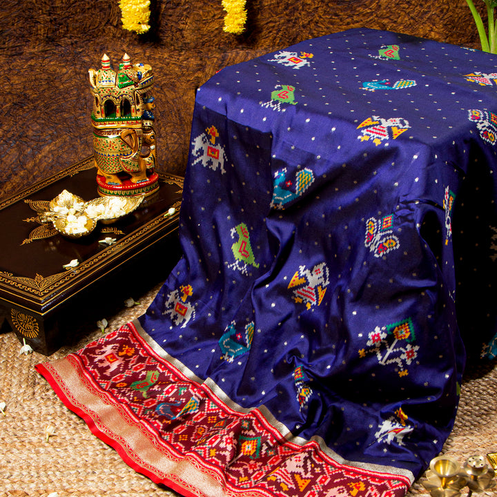 Kuberan navy blue Paithani Patola saree