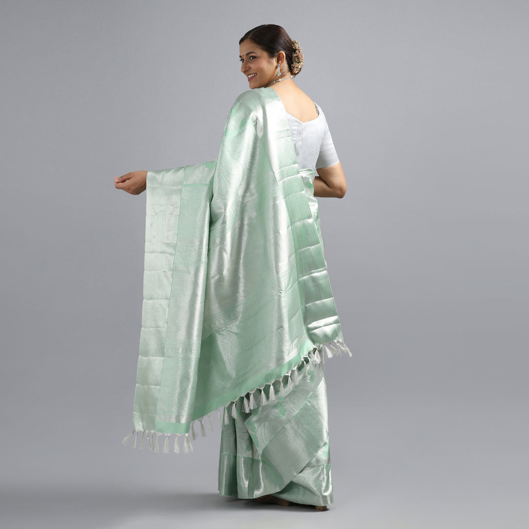 Kuberan Pista Green Kanchivaram Saree