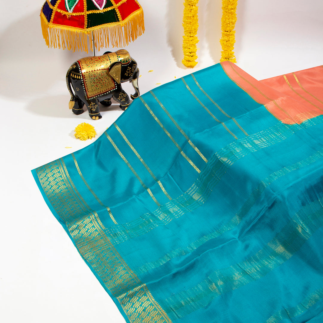 Teal Blue Silk Saree