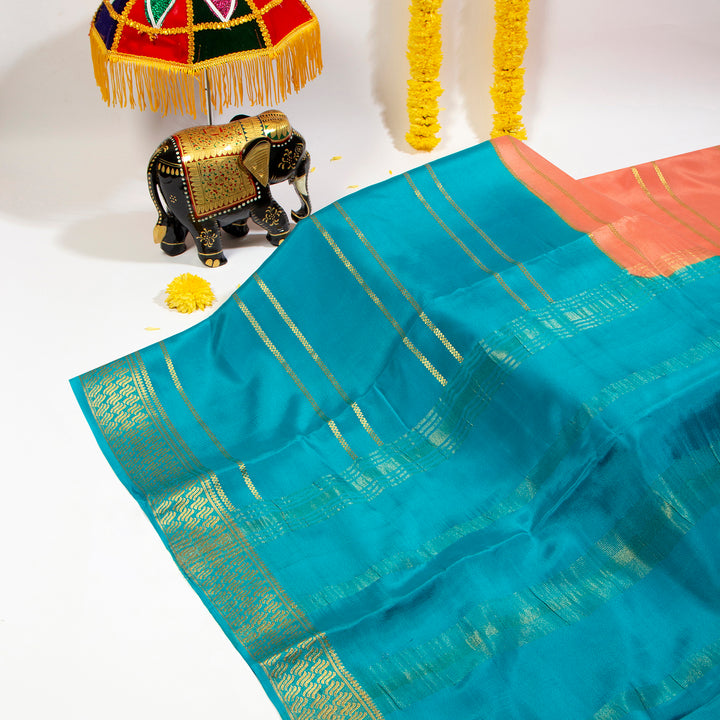 Teal Blue Silk Saree