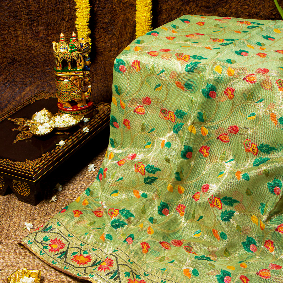 Kuberan Green Kora Saree