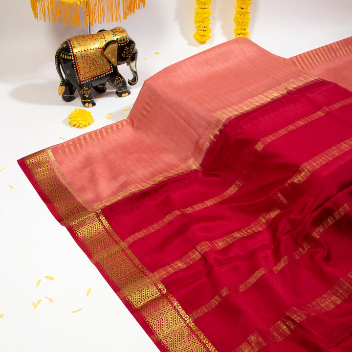 Rose Red Mysore Silk Saree