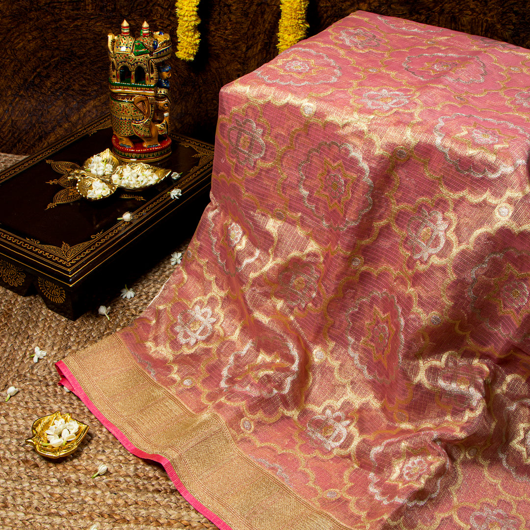 Kuberan Baby Pink Kora Saree