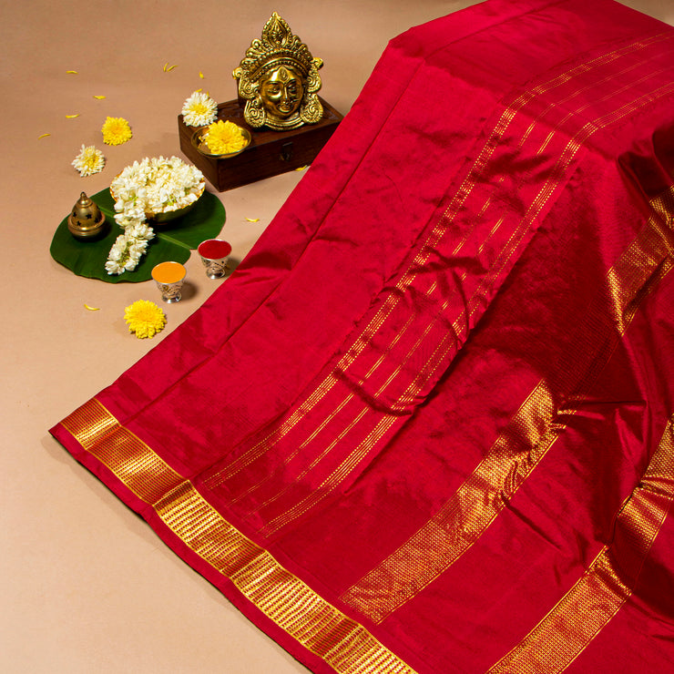 Kuberan Cherry Pink 9 Yards Silk Saree