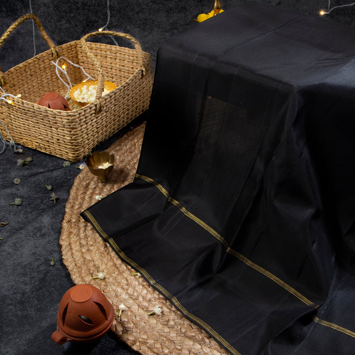 Kuberan Multi Color With Black Kanchivaram Saree