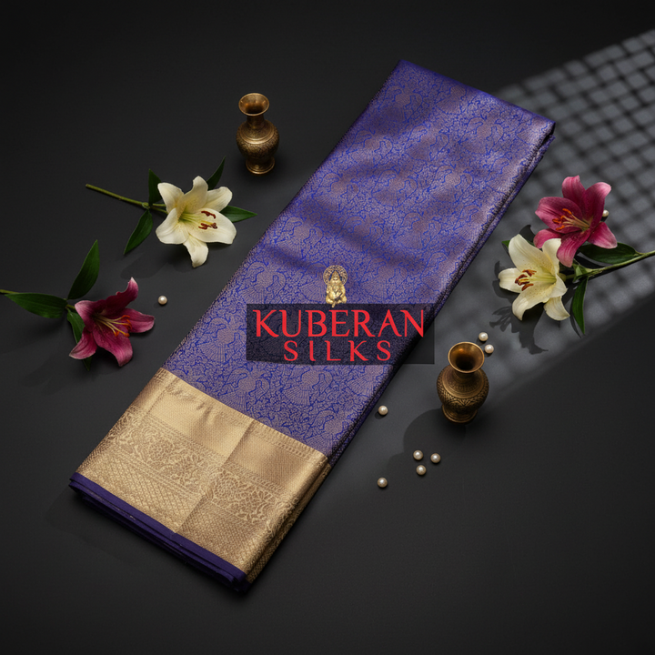 Kuberan Purple and Gold Peacock Kanchipuram Silk Saree