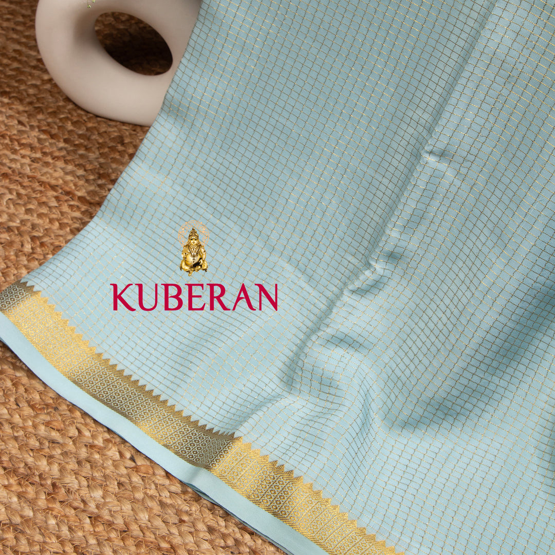 Kuberan Tropical Blue Kalamkari Mysore Silk Saree