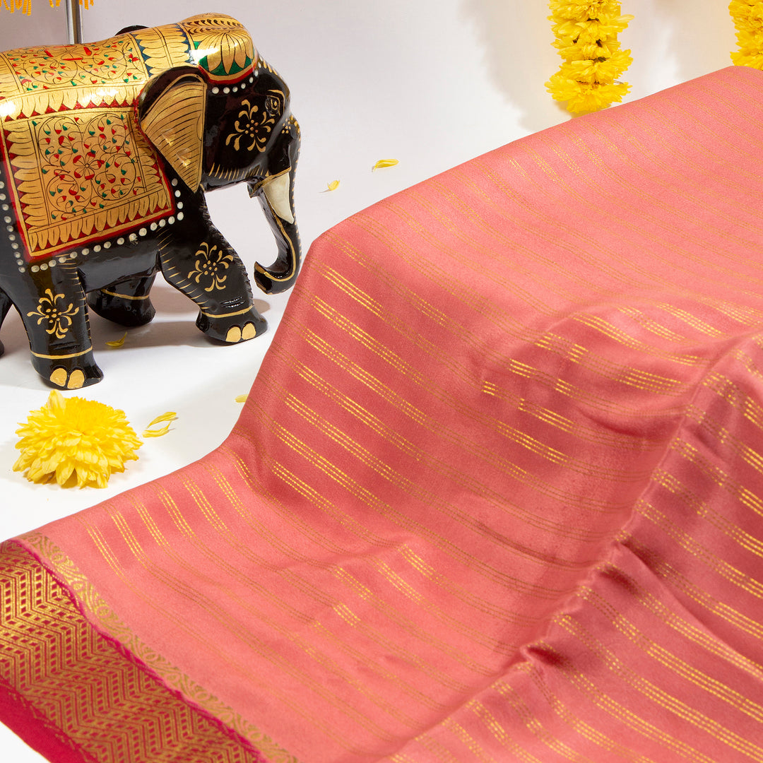 Rose Red Mysore Silk Saree