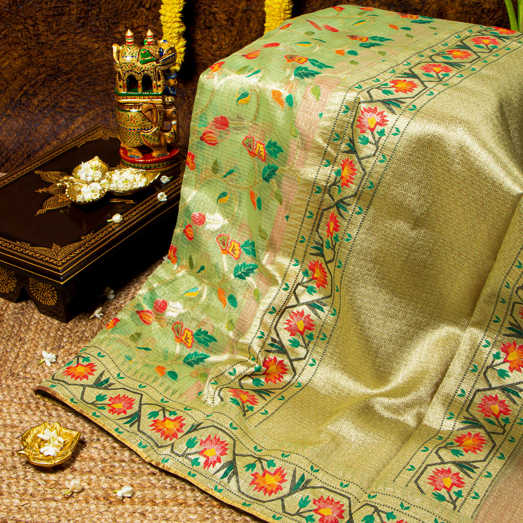 Kuberan Green Kora Saree