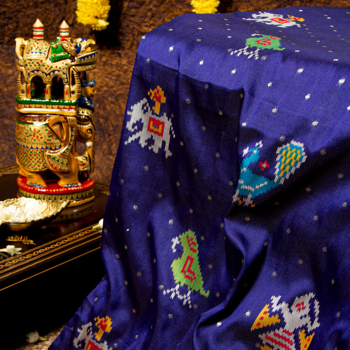 Kuberan navy blue Paithani Patola saree