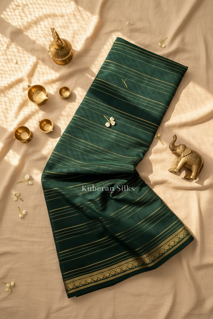 Kuberan Dark Green Mysore Silk Saree