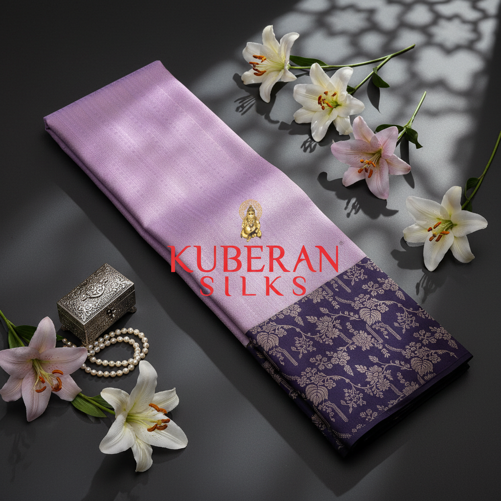 Kuberan Lavender Pink and Purple Kanchipuram Silk Saree