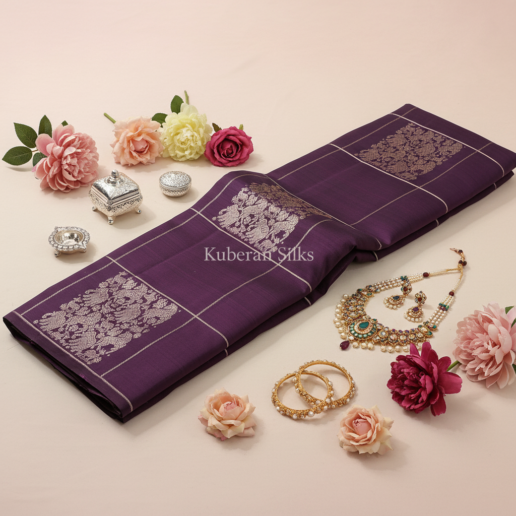 Kuberan Purple Kanchipuram Silk Saree