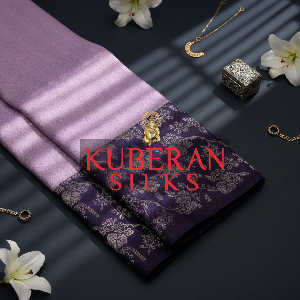 Kuberan Lavender Pink and Purple Kanchipuram Silk Saree