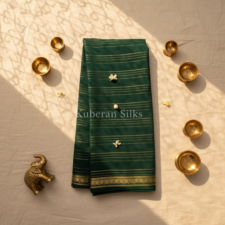 Kuberan Dark Green Mysore Silk Saree