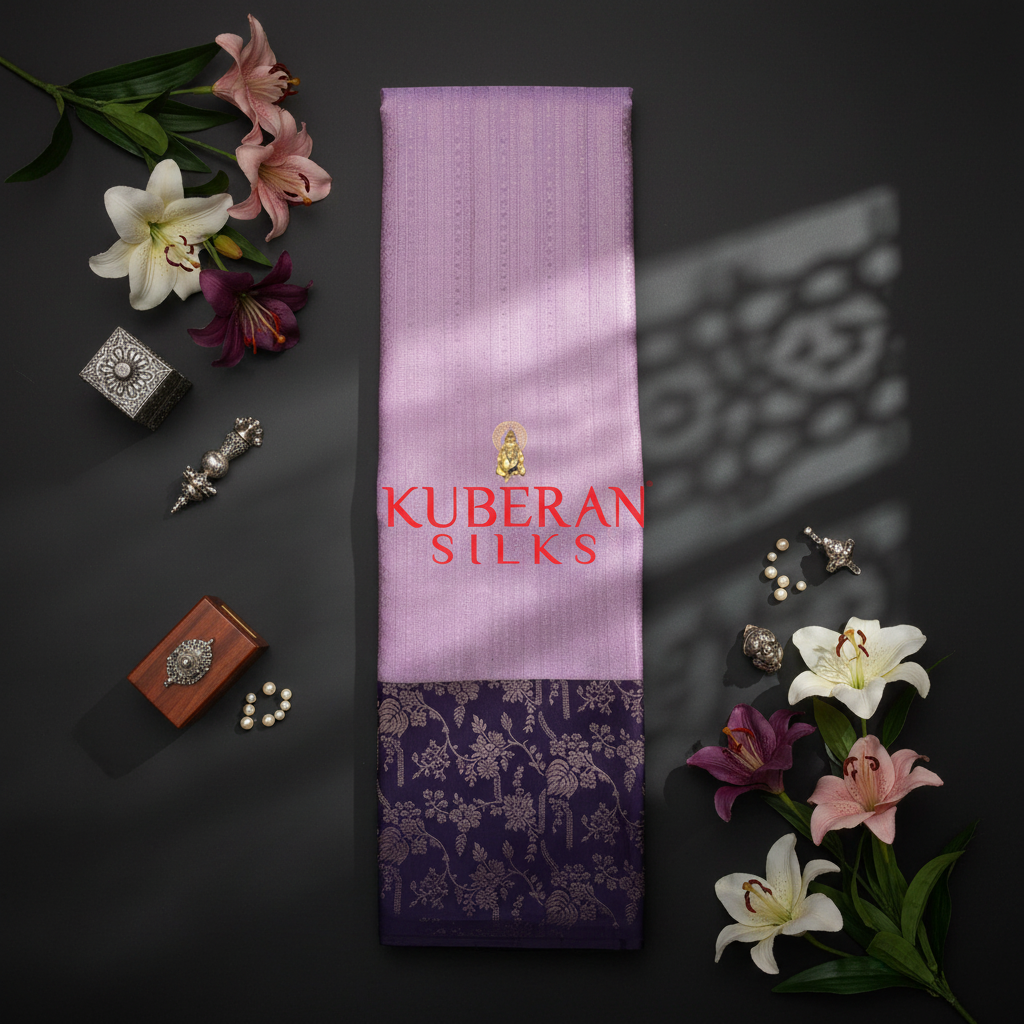 Kuberan Lavender Pink and Purple Kanchipuram Silk Saree