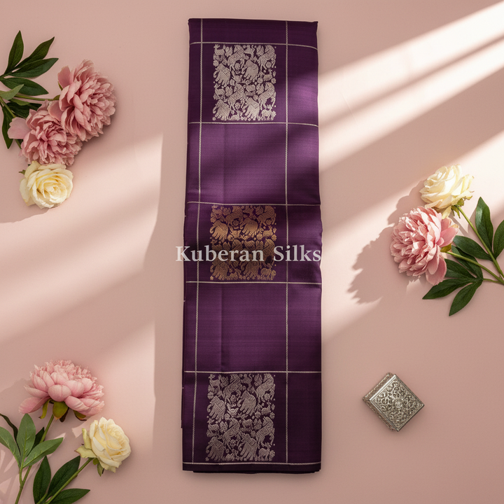 Kuberan Purple Kanchipuram Silk Saree
