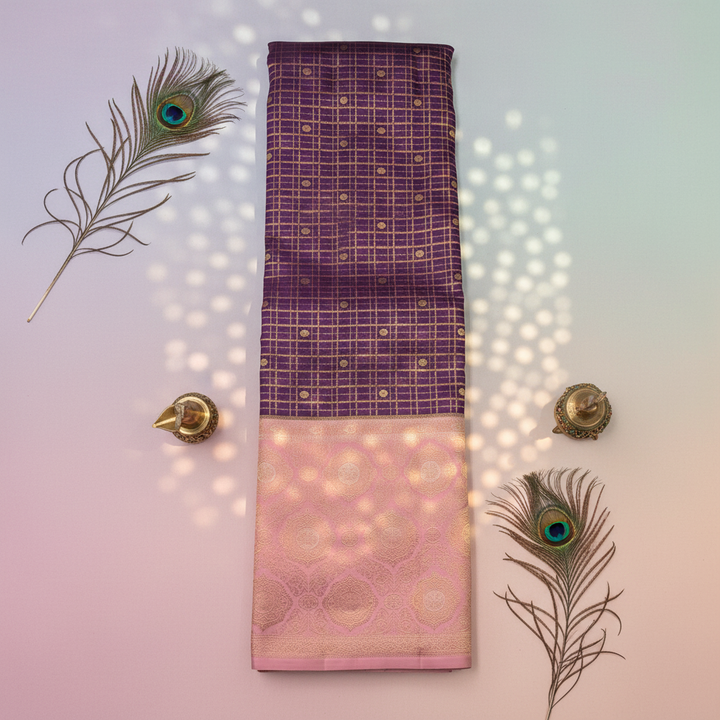 Kuberan Purple Pink Kanchipuram Silk Saree