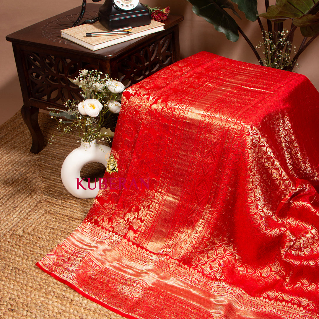 Kuberan Ruby Red Mysore Silk Saree