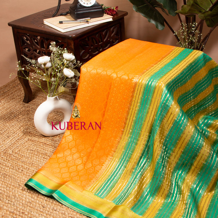 Kuberan Yellowish Orange Mysore Silk Saree