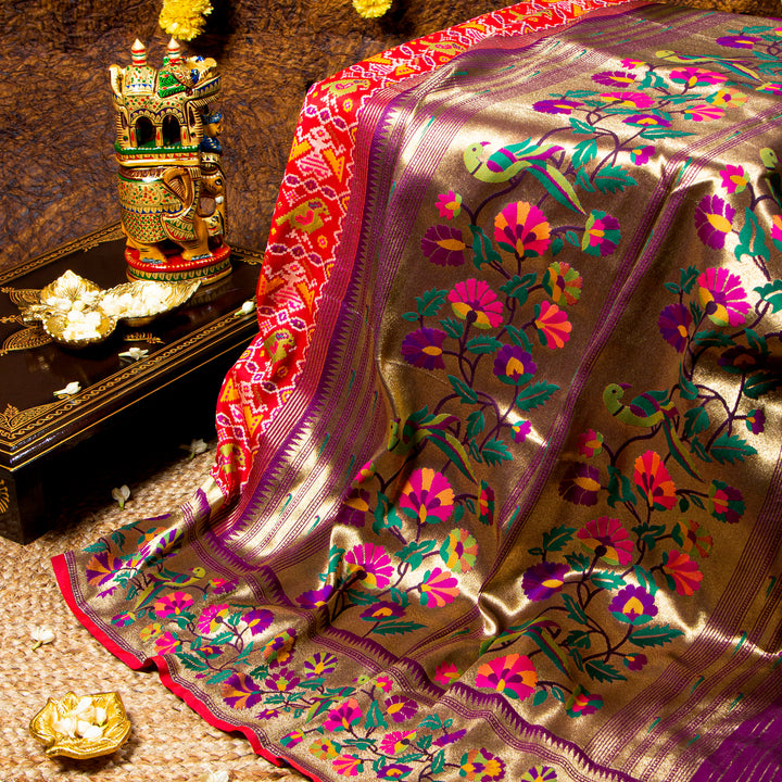 Kuberan red Paithani Patola saree