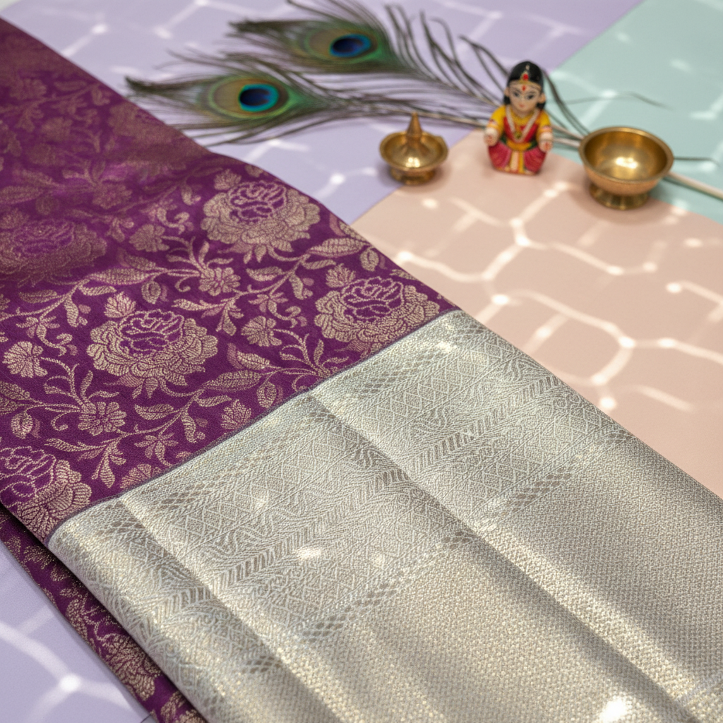 Kuberan Purple Kanchipuram Silk Saree