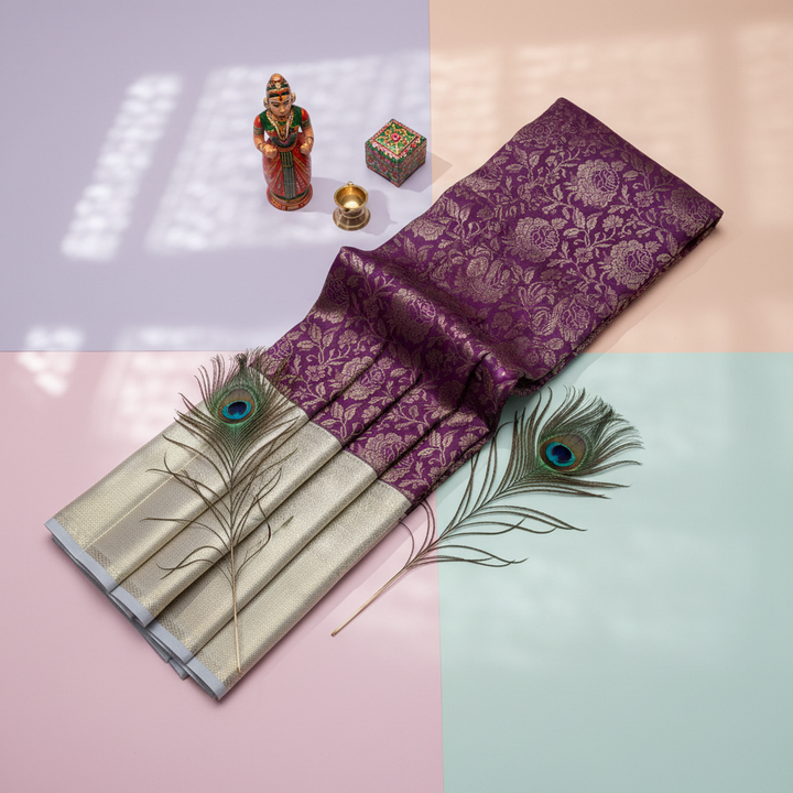 Kuberan Purple Kanchipuram Silk Saree