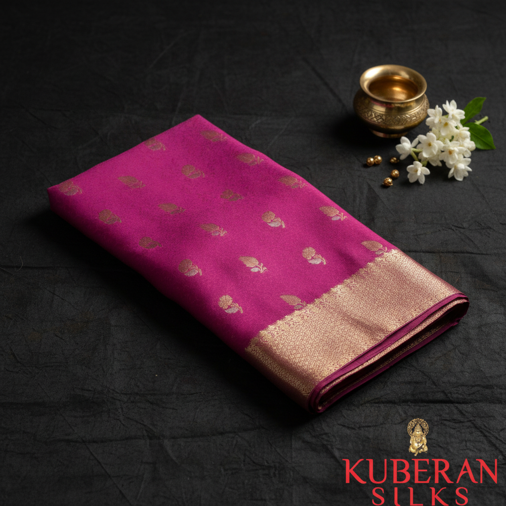 Kuberan Magenta Mysore Silk Saree.