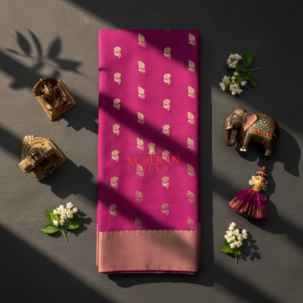 Kuberan Magenta Mysore Silk Saree.
