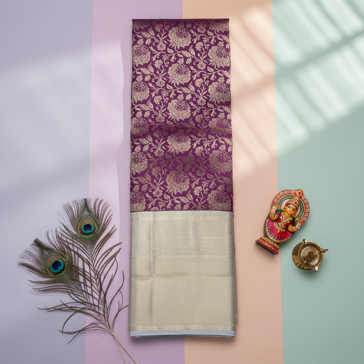 Kuberan Purple Kanchipuram Silk Saree