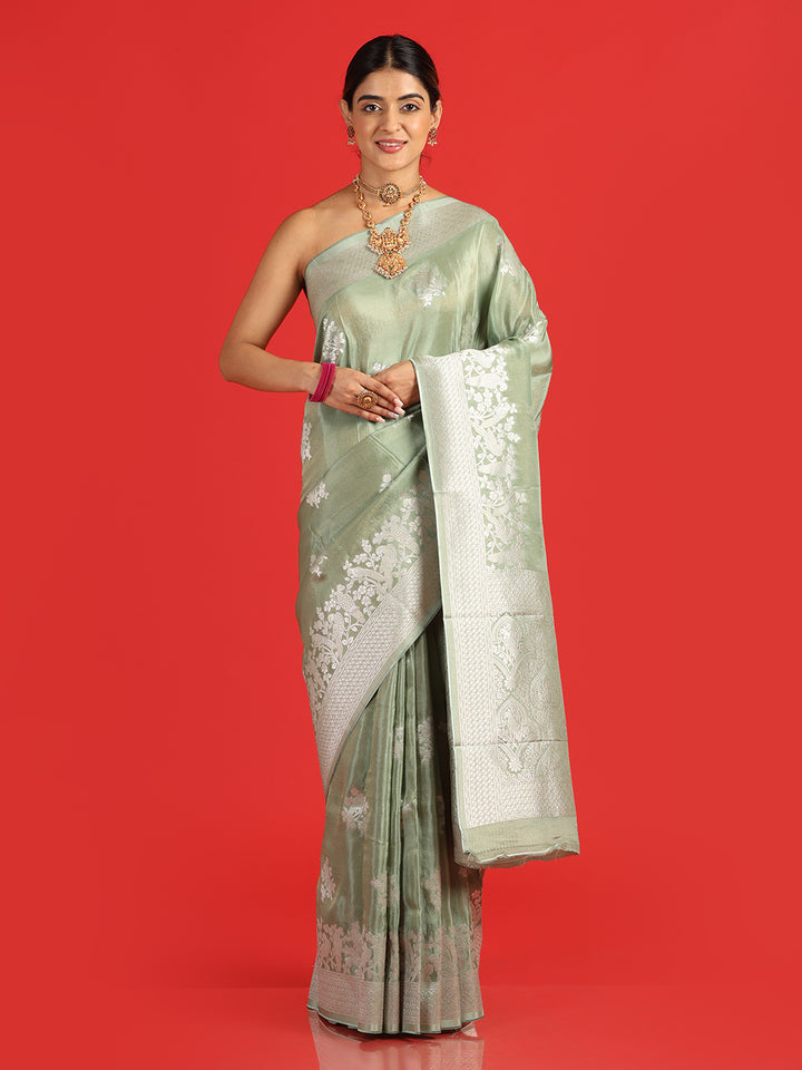 Kuberan pista green Banarasi saree