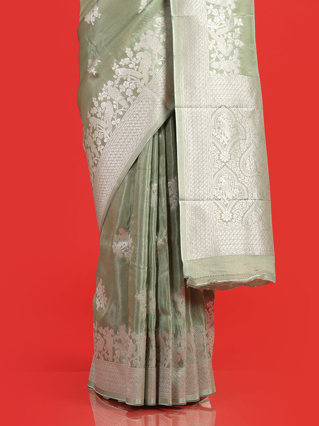 Kuberan pista green Banarasi saree