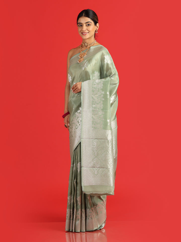 Kuberan pista green Banarasi saree