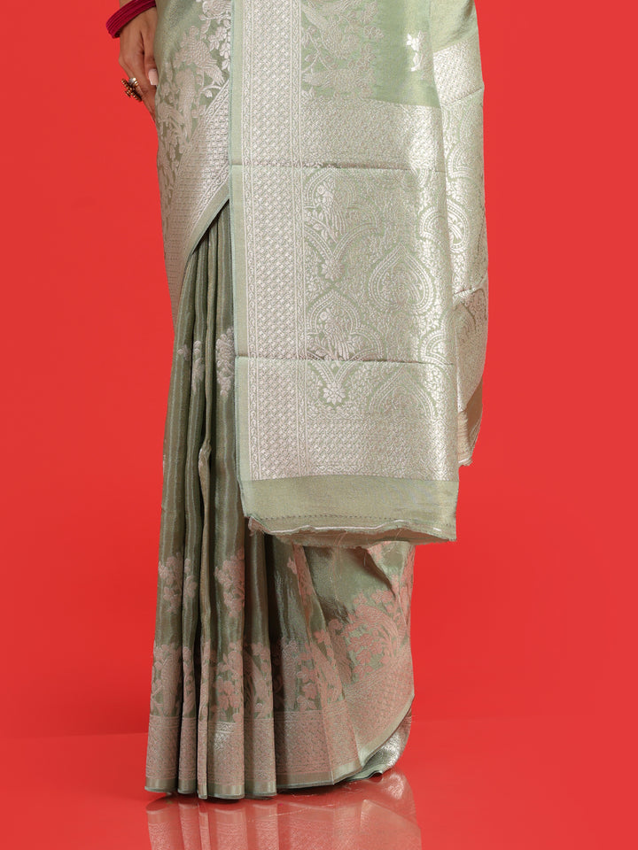 Kuberan pista green Banarasi saree