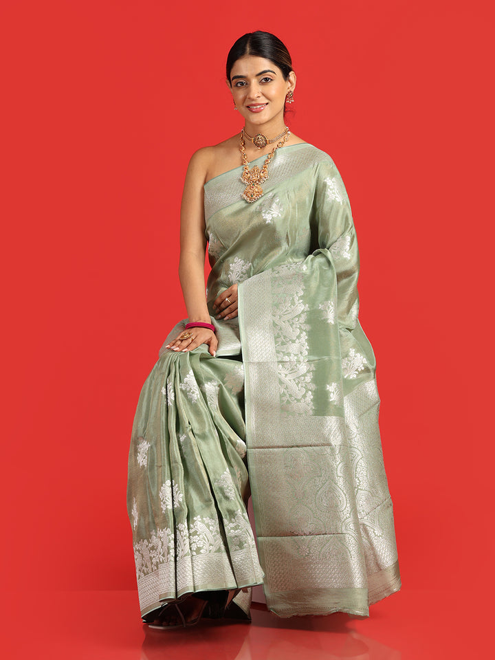 Kuberan pista green Banarasi saree