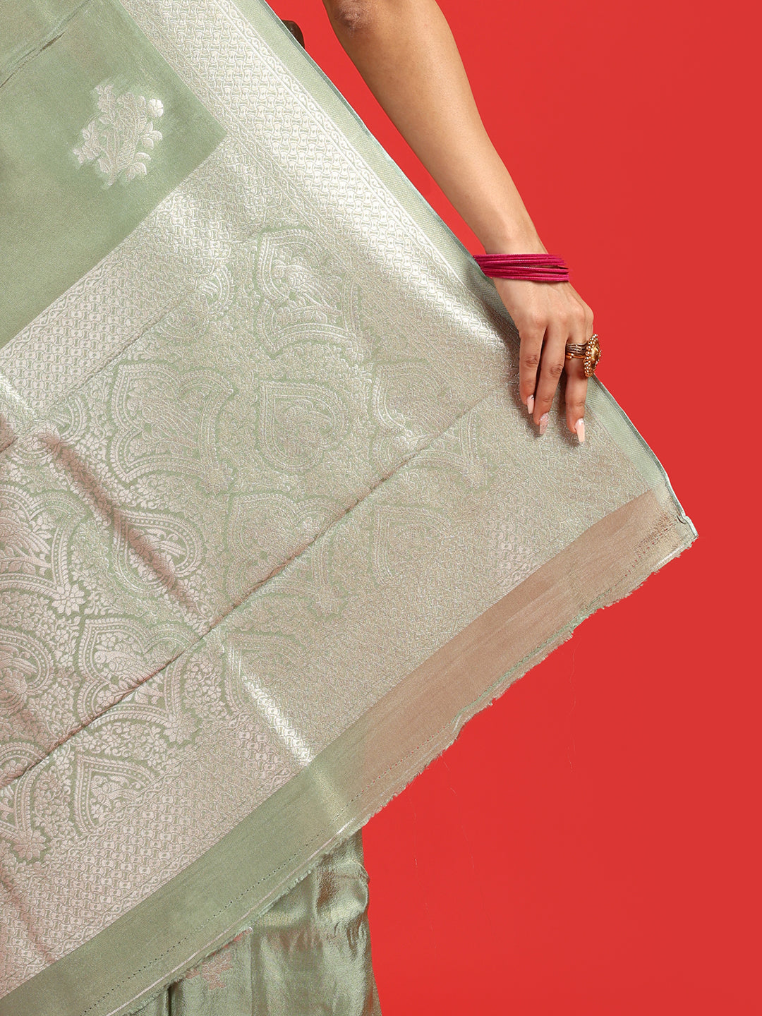 Kuberan pista green Banarasi saree