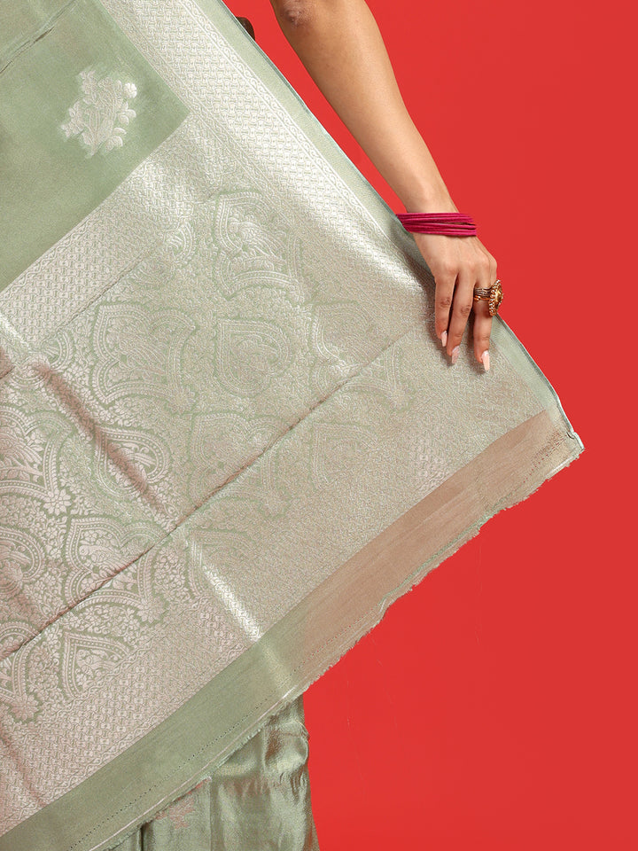 Kuberan pista green Banarasi saree